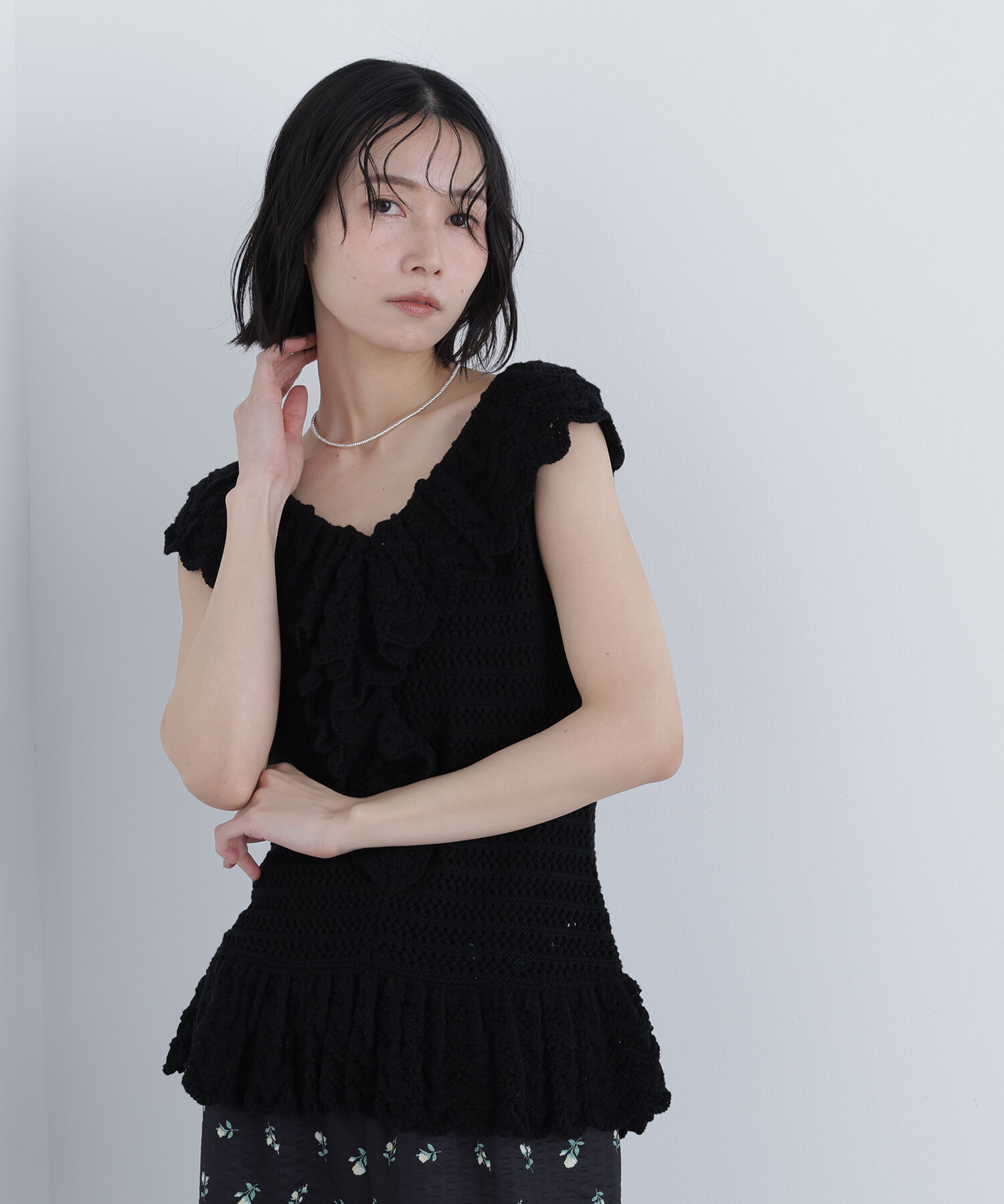  「〈N.〉柄編みラッフルニット」|ニット・セーター|