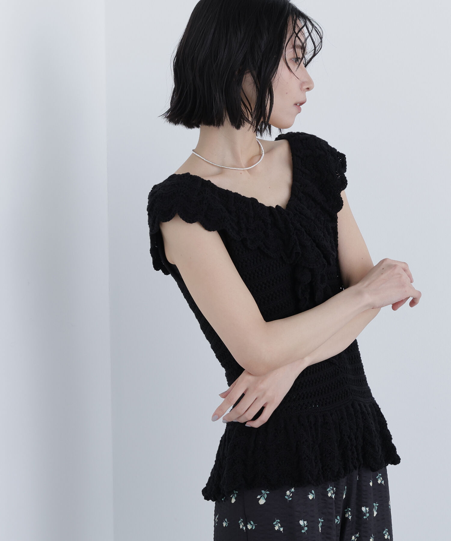  「〈N.〉柄編みラッフルニット」|ニット・セーター|