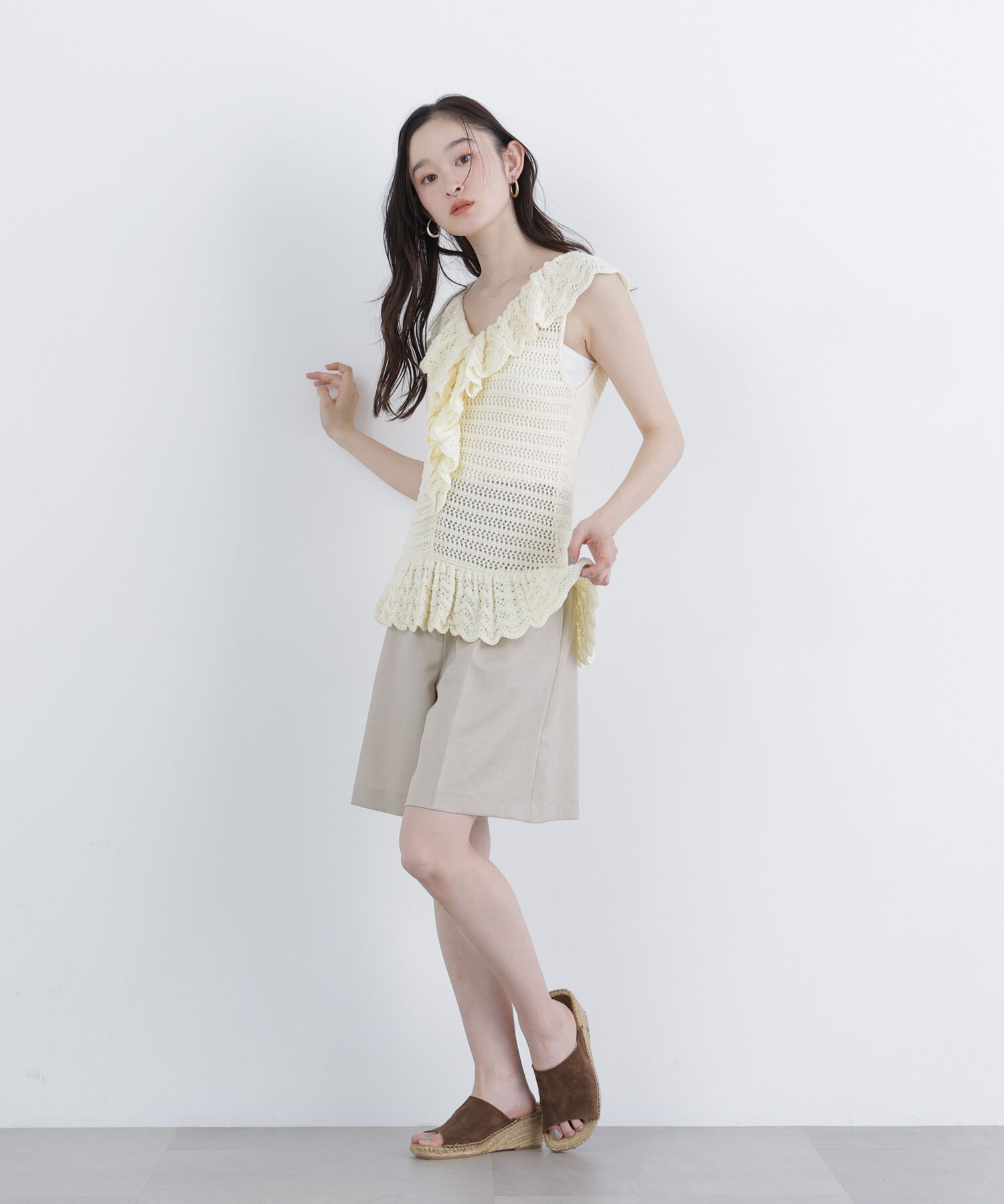  「〈N.〉柄編みラッフルニット」|ニット・セーター|