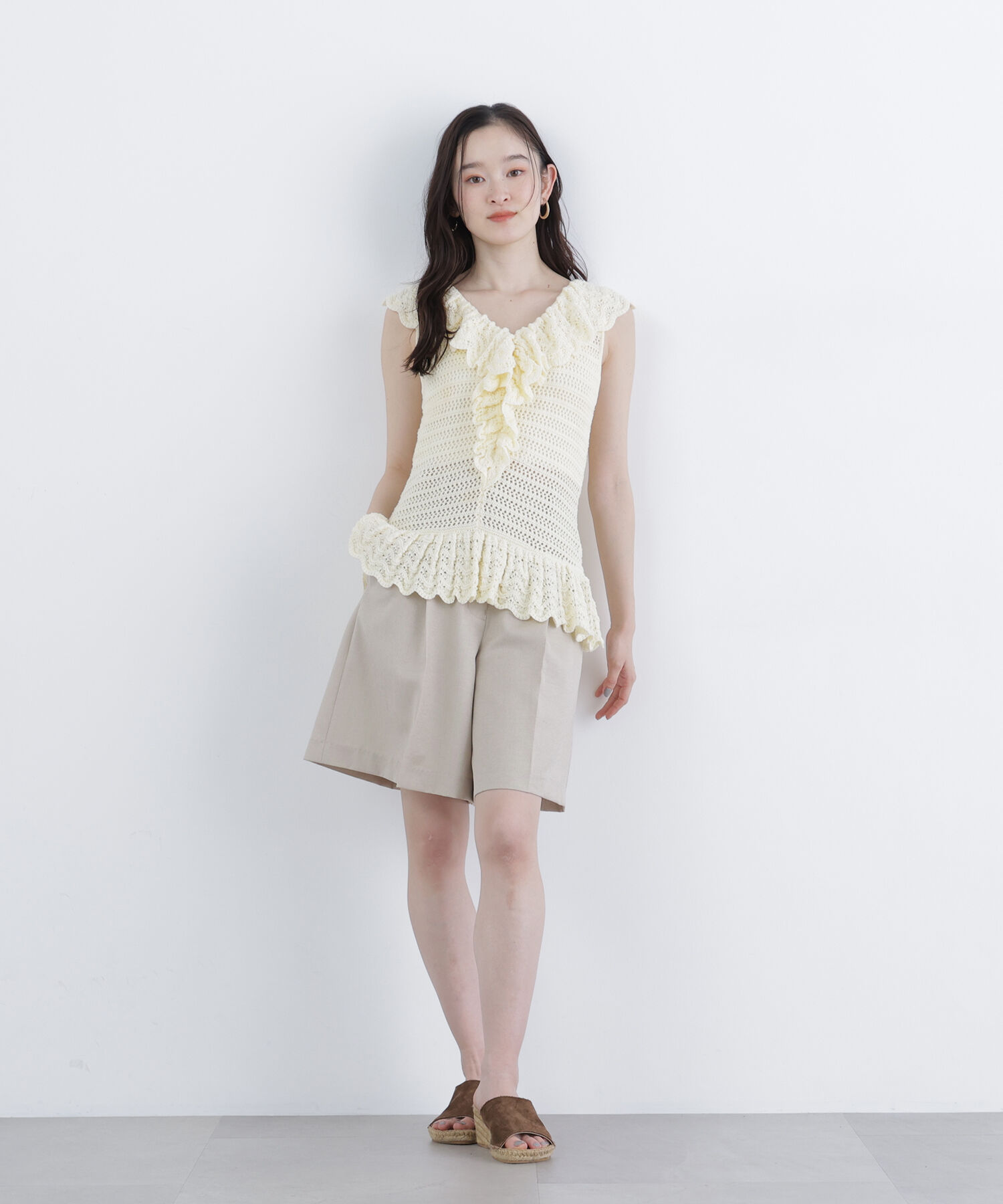  「〈N.〉柄編みラッフルニット」|ニット・セーター|