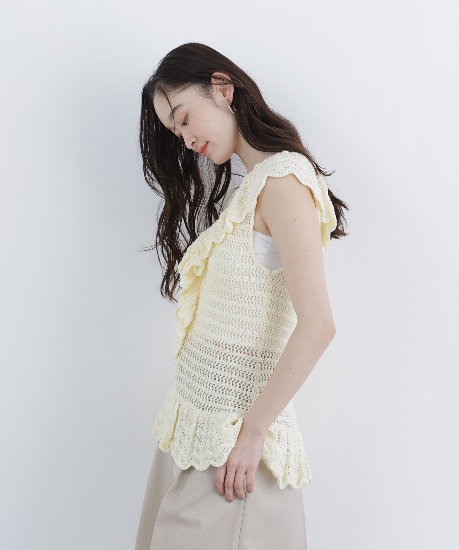  「〈N.〉柄編みラッフルニット」|ニット・セーター|