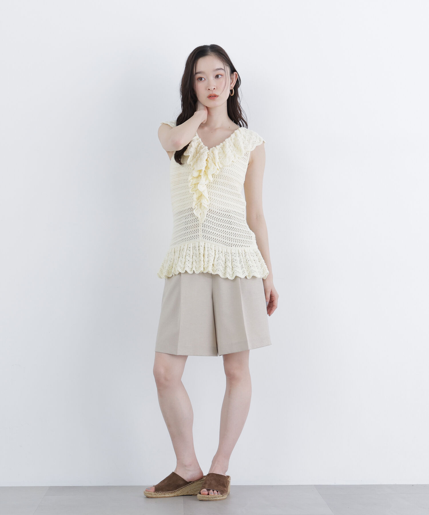  「〈N.〉柄編みラッフルニット」|ニット・セーター|