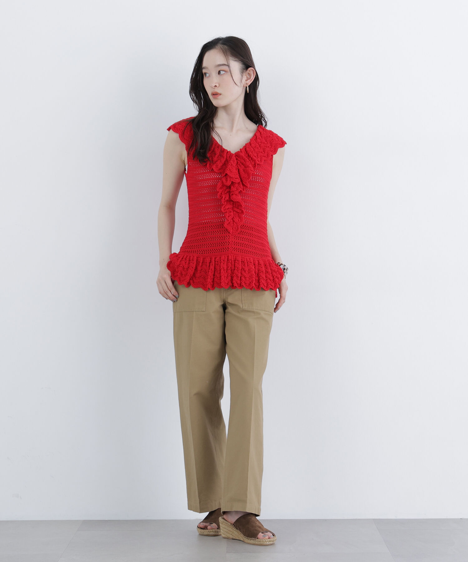  「〈N.〉柄編みラッフルニット」|ニット・セーター|