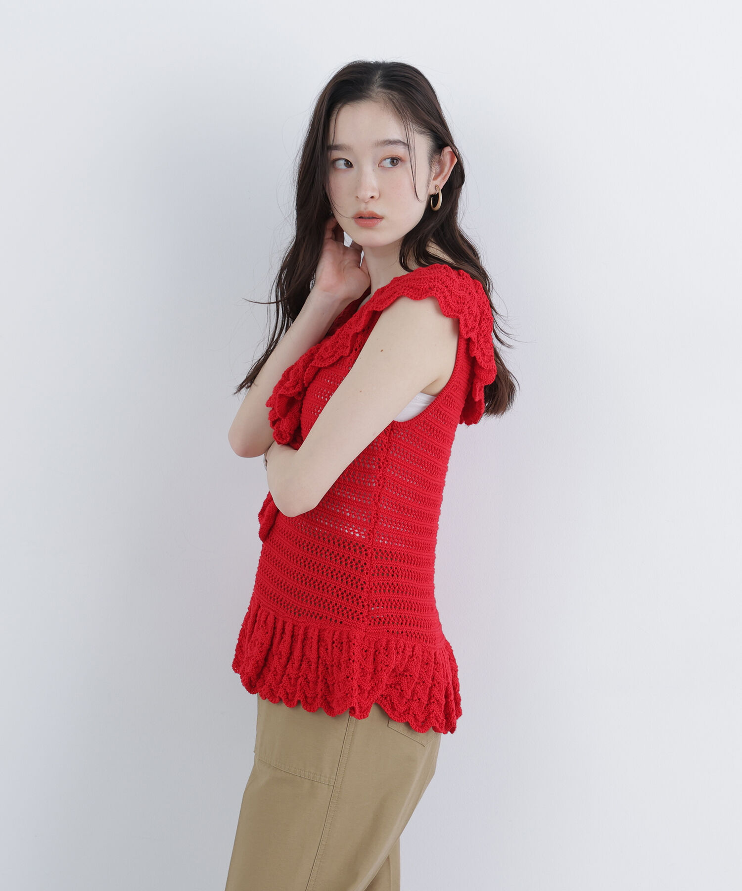  「〈N.〉柄編みラッフルニット」|ニット・セーター|