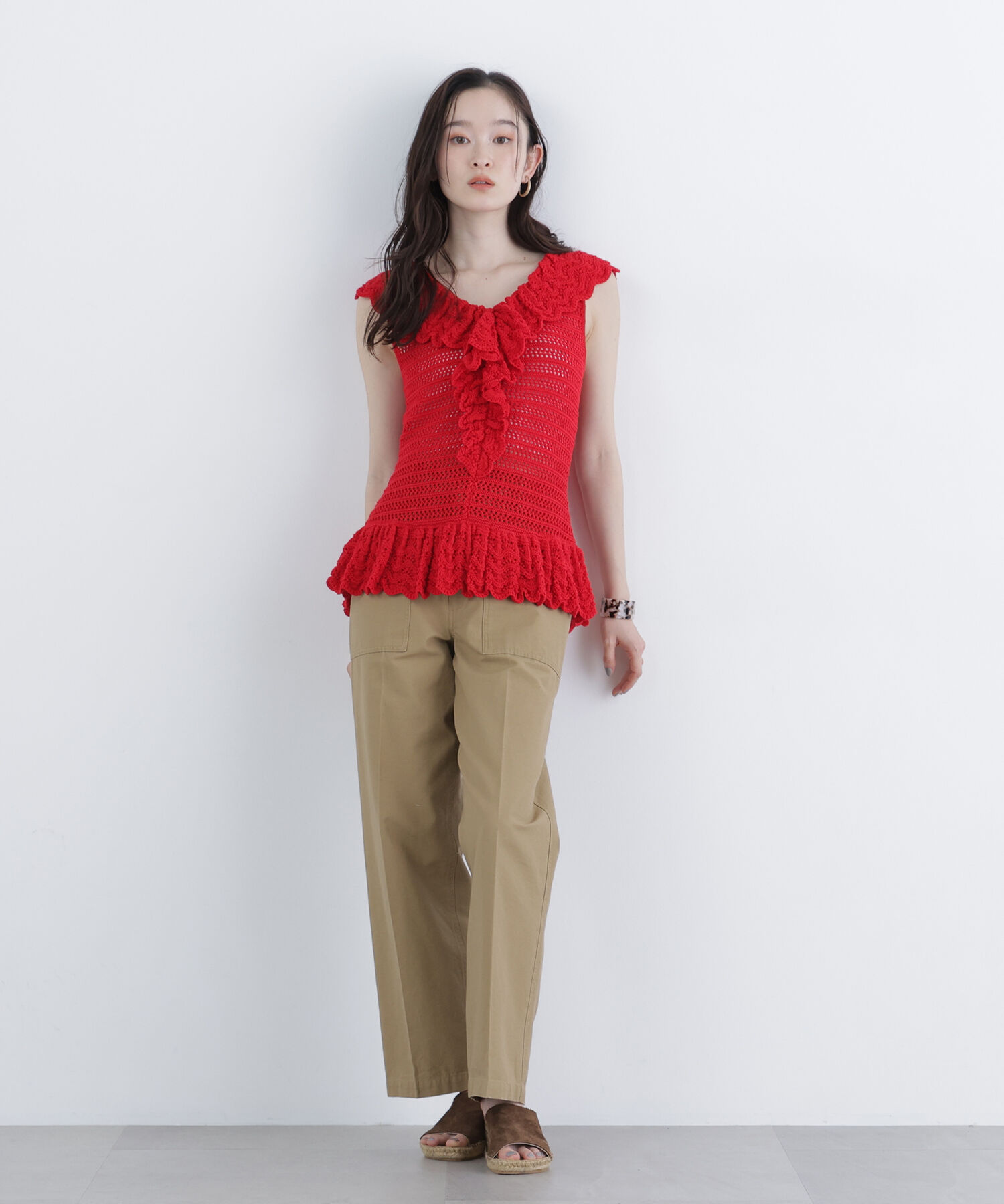  「〈N.〉柄編みラッフルニット」|ニット・セーター|