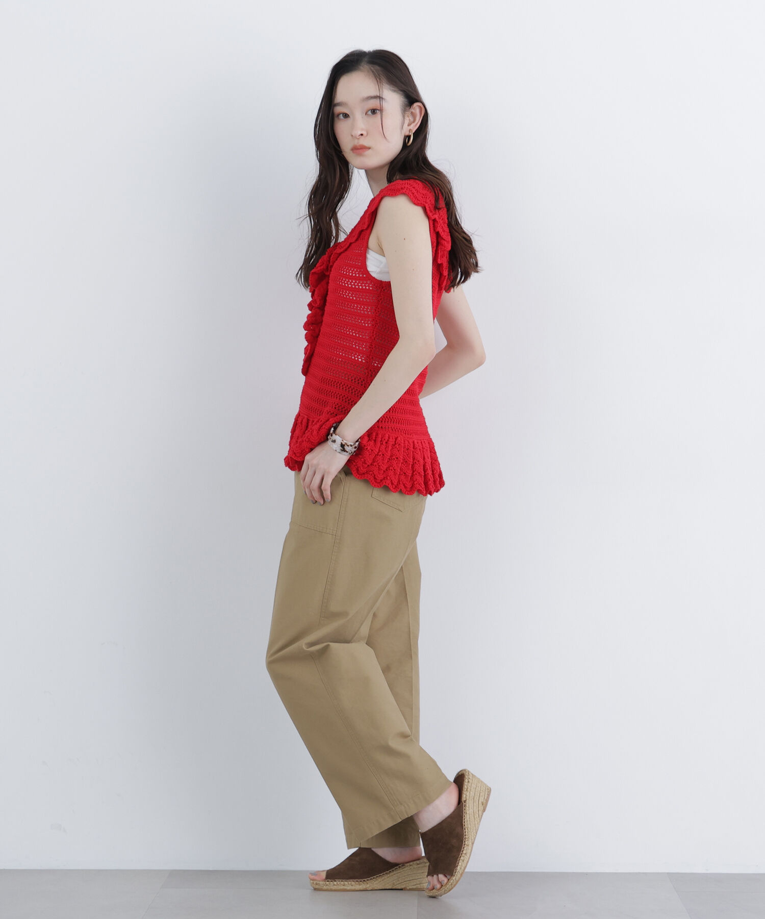  「〈N.〉柄編みラッフルニット」|ニット・セーター|