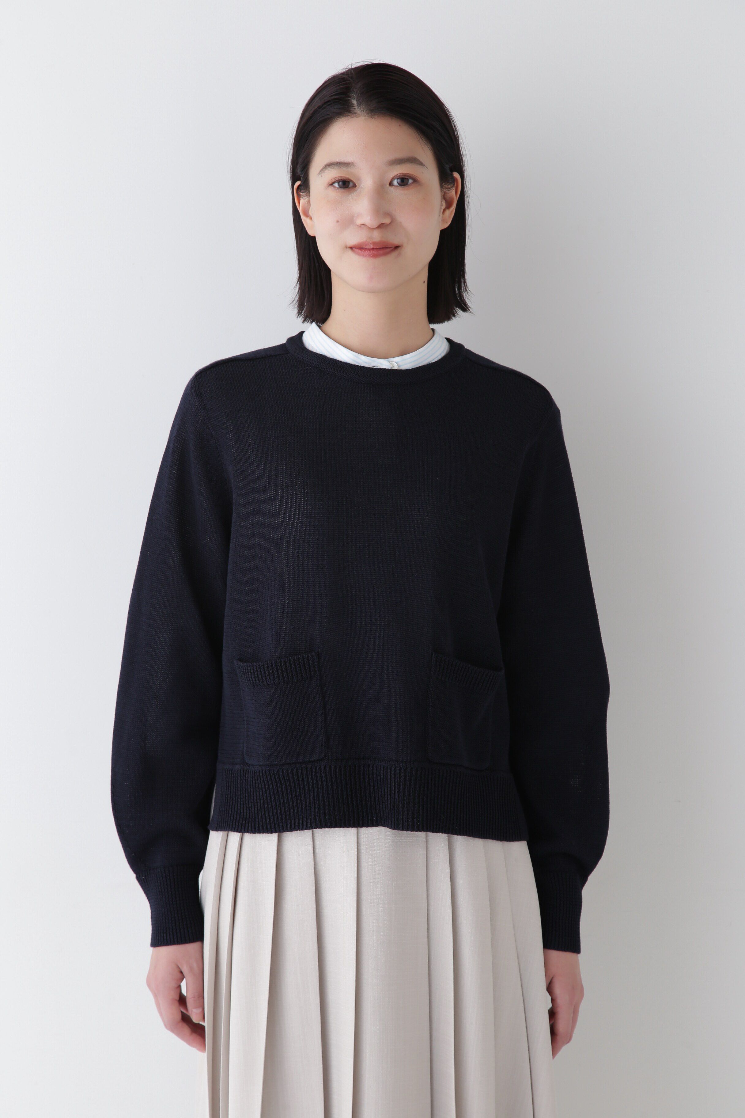  「◆【ウォッシャブル】ミドルゲージギマポケット付プルオーバー」|ニット・セーター|