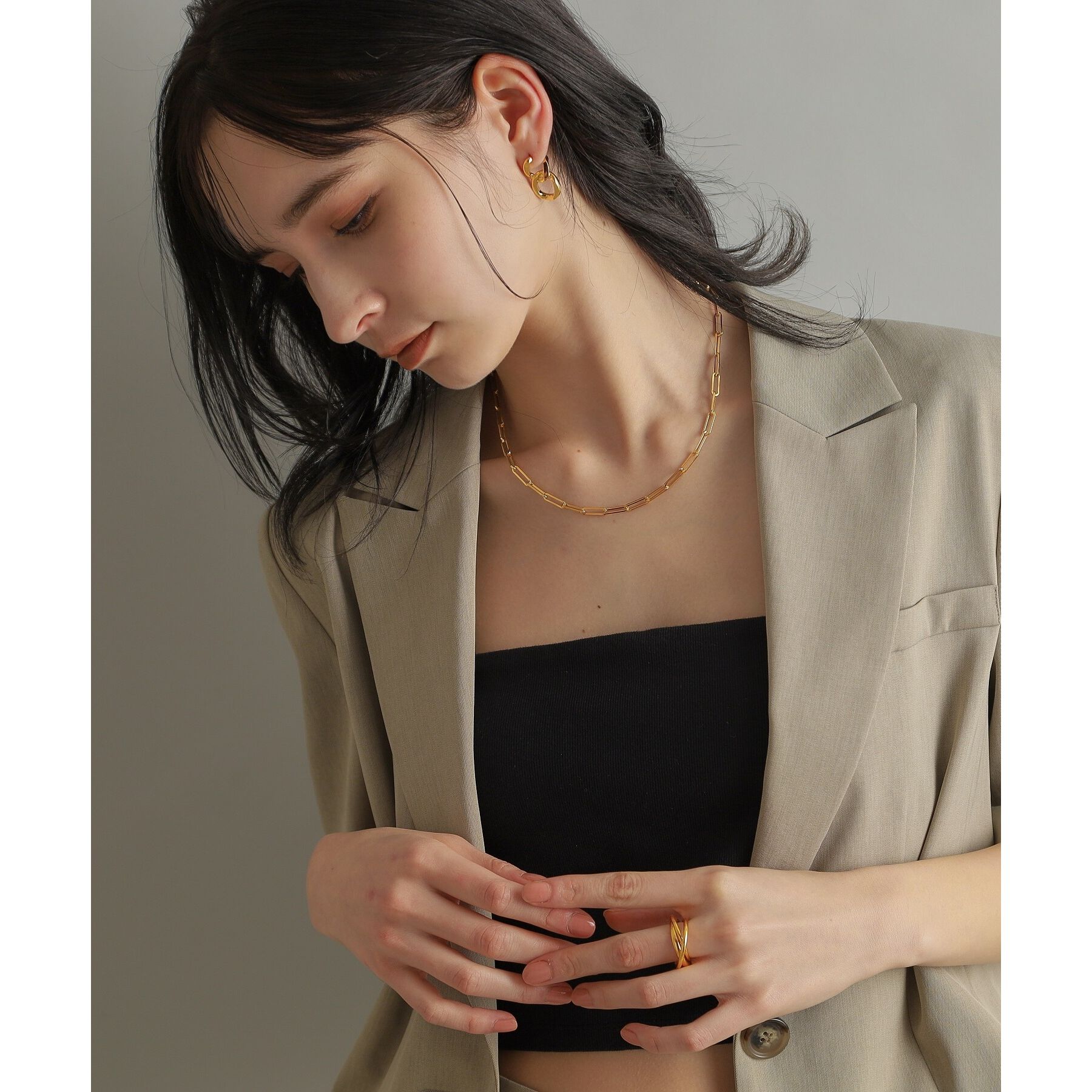 COCOSHNIK ONKITSCH「シルバー デザインチェーン フラットロングネックレス GP」|ネックレス|