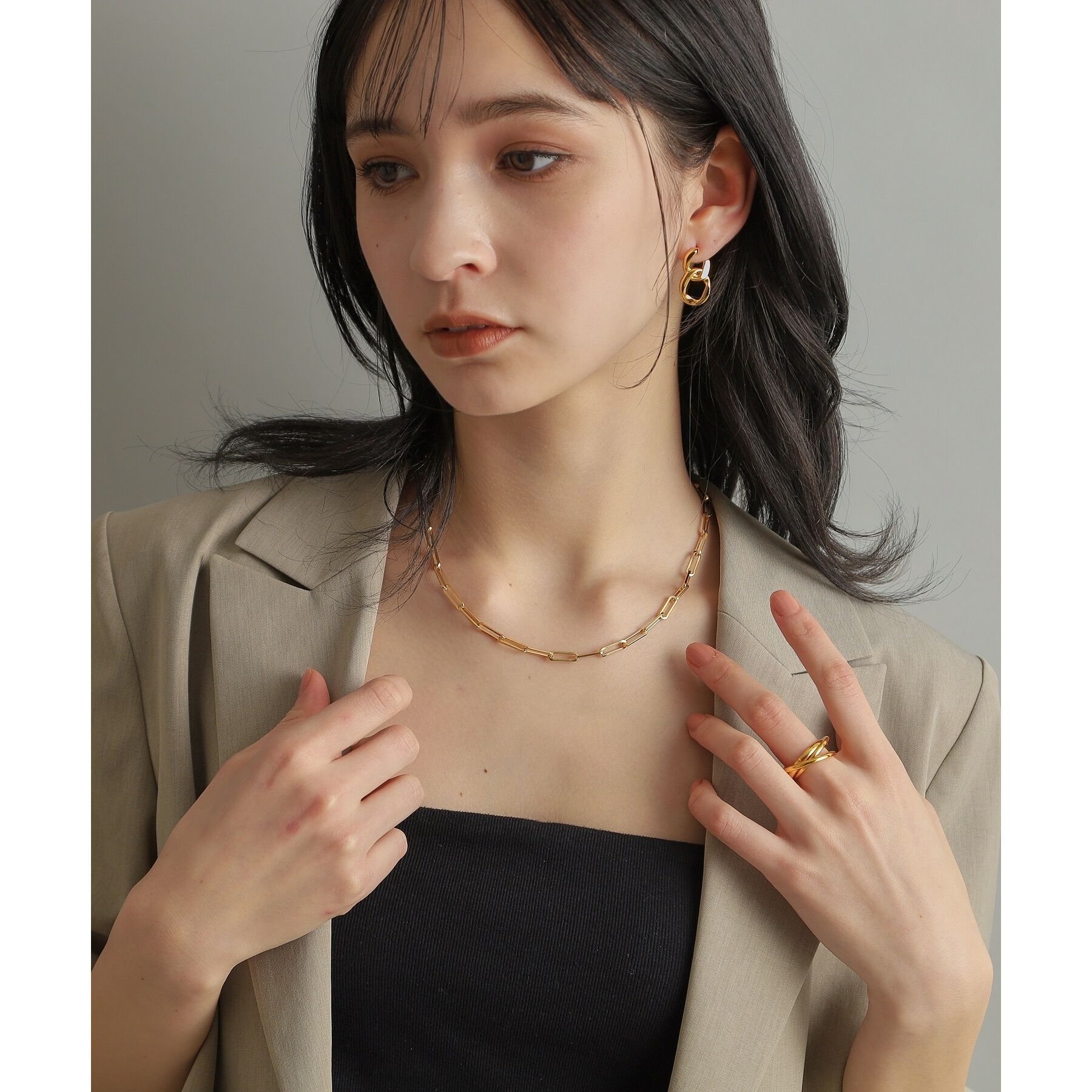 COCOSHNIK ONKITSCH「シルバー デザインチェーン フラットロングネックレス GP」|ネックレス|