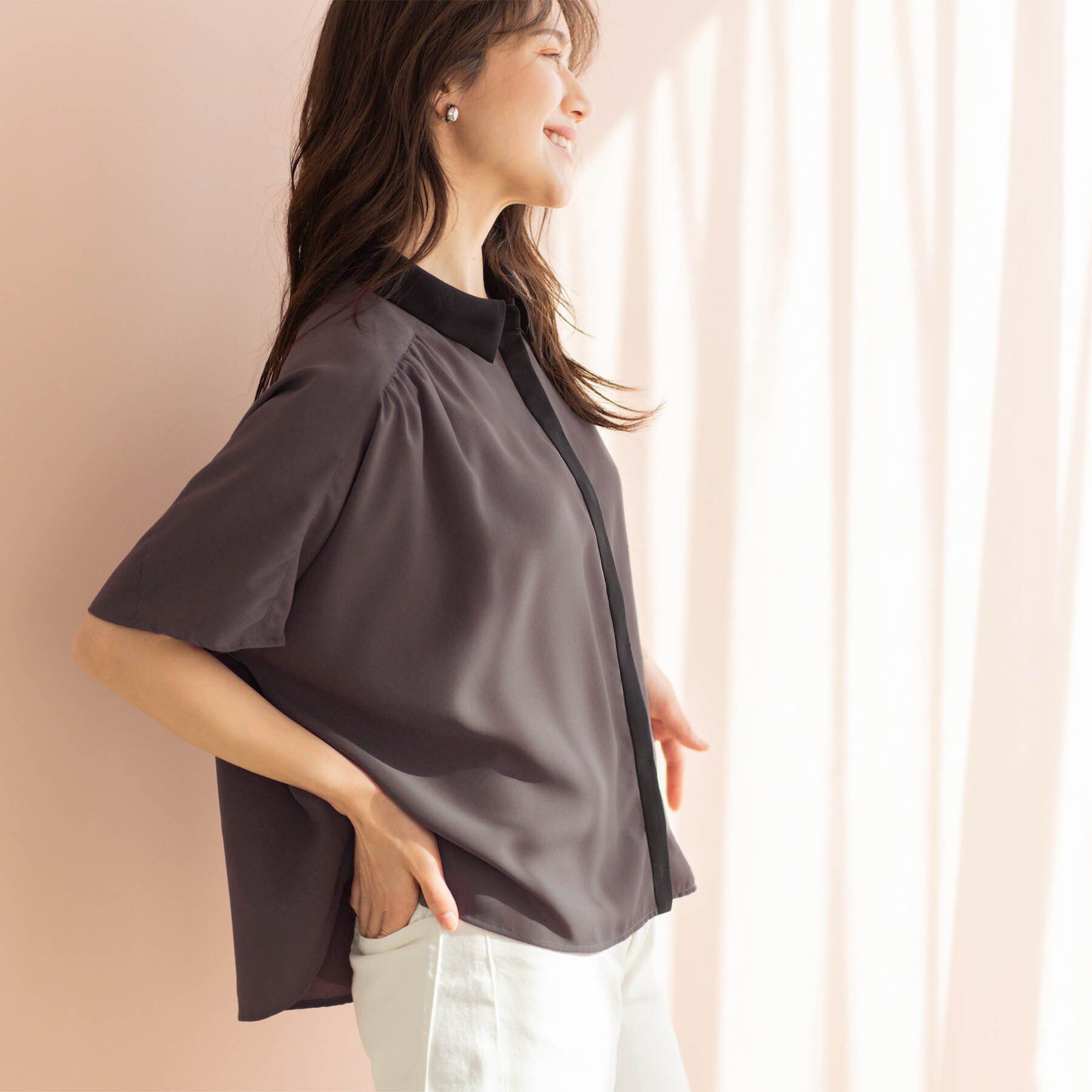 SHOO･LA･RUE「バイカラードルマンブラウス」|シャツ・ブラウス|