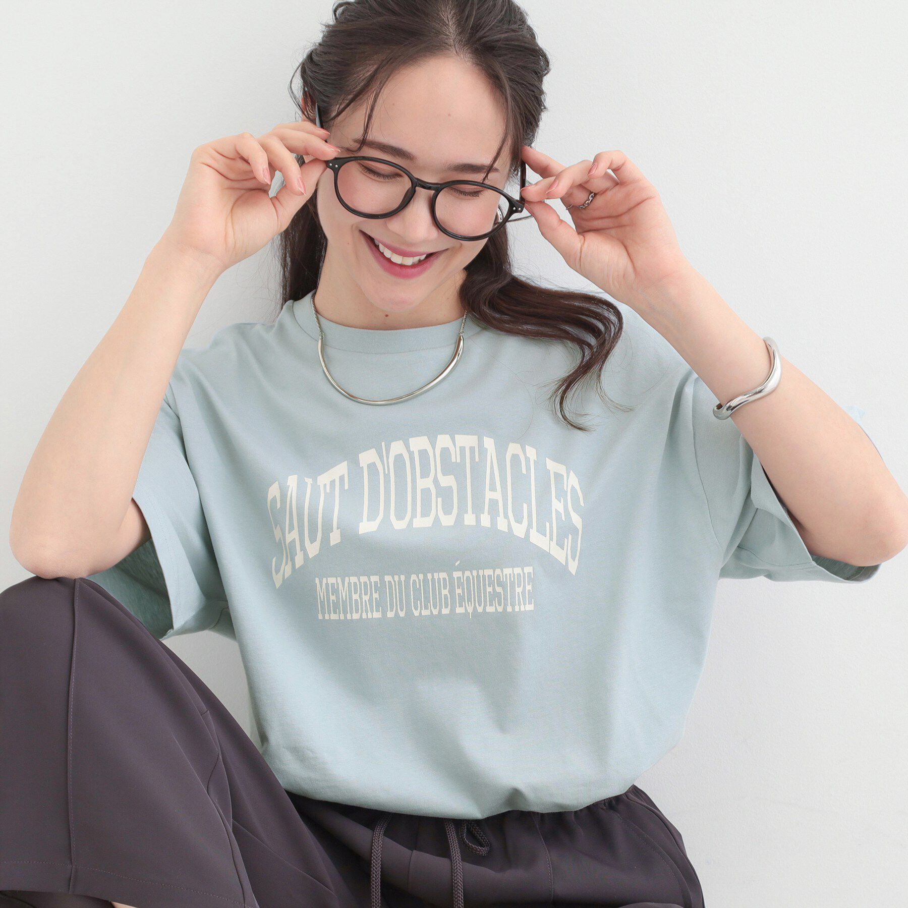 SHOO･LA･RUE「プチプラ 無地＆プリントアソート ベーシックTシャツ」|Tシャツ・カットソー|サックスブルー(29