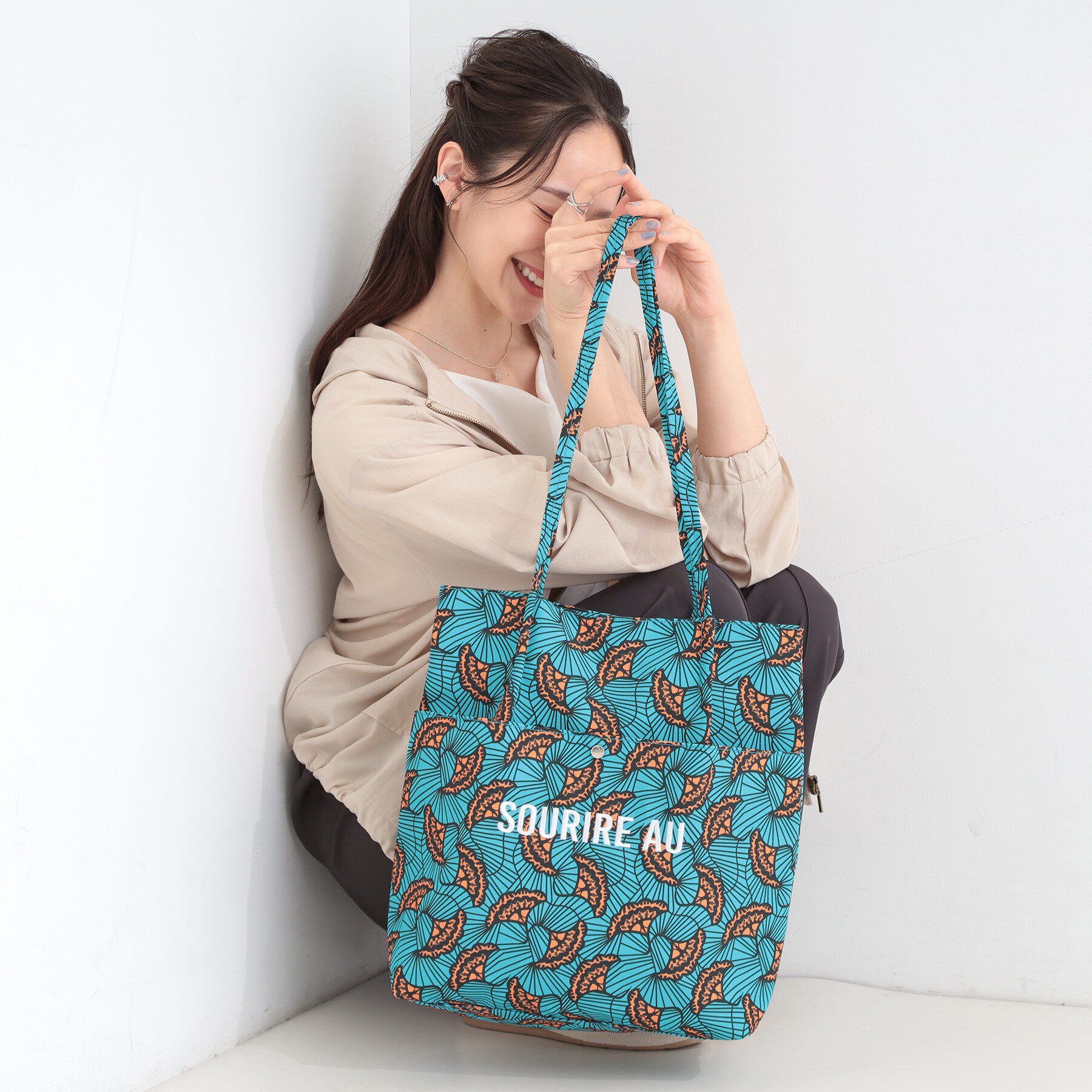 SHOO･LA･RUE「ラタプリントトートバッグ」|トートバッグ|ブルー(192)