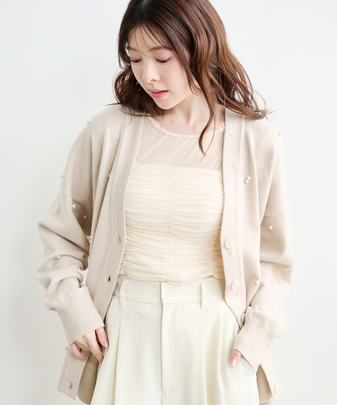 COCO DEAL「パールニットカーディガン」|ニット・セーター|