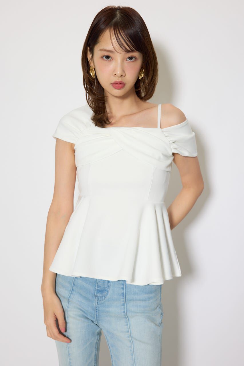 rienda「ワンショルペプラムカットトップス」|Tシャツ・カットソー|WHT