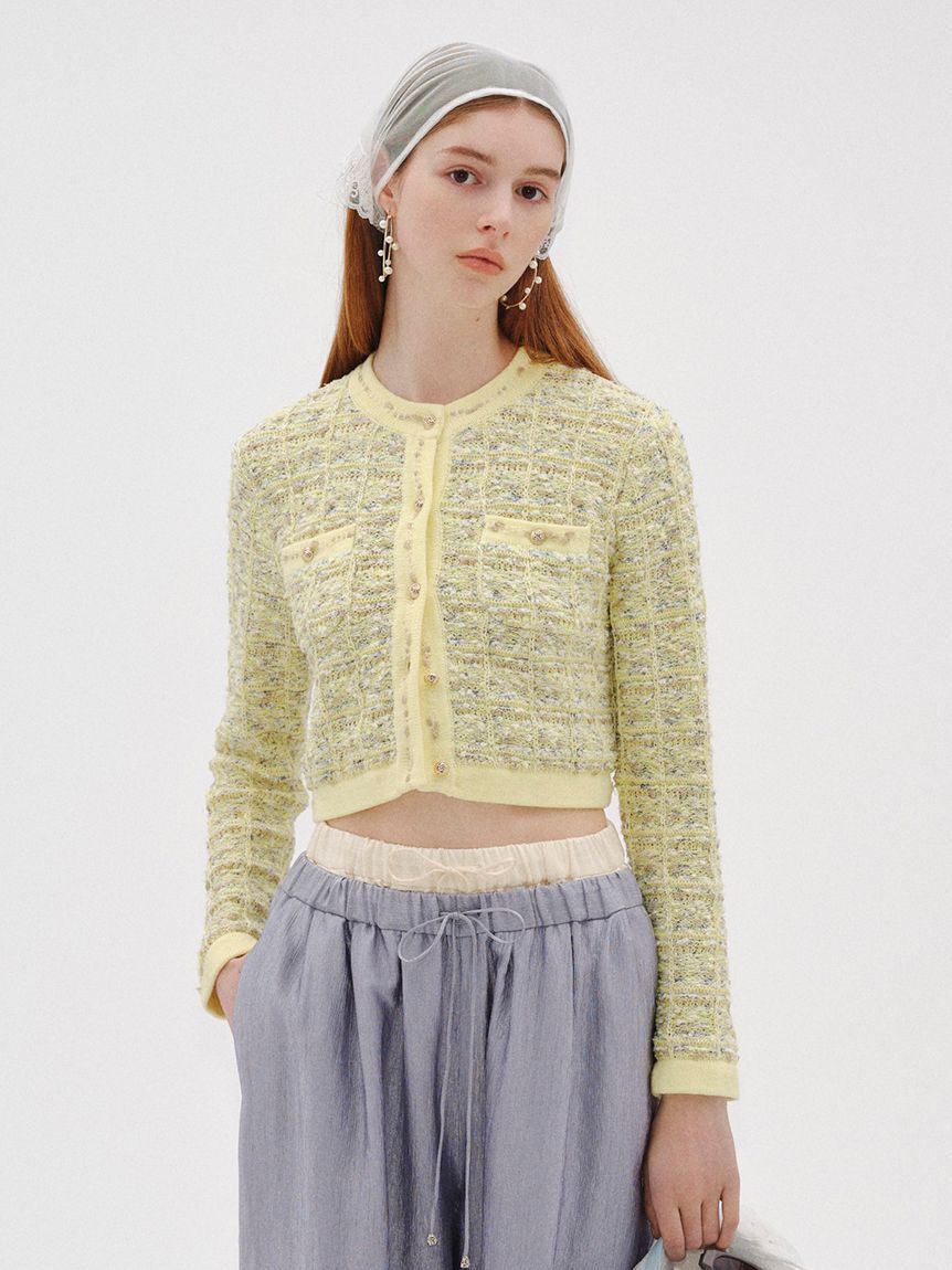 LILY BROWN「ツイードニットカーディガン」|カーディガン|