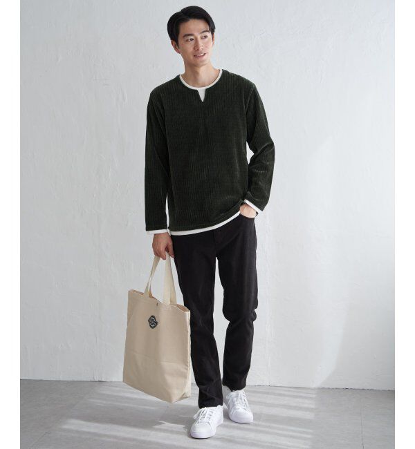 ikka「カットコールキーネックフェイクプルオーバー」|パーカー|