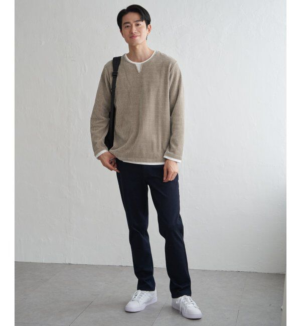 ikka「カットコールキーネックフェイクプルオーバー」|パーカー|