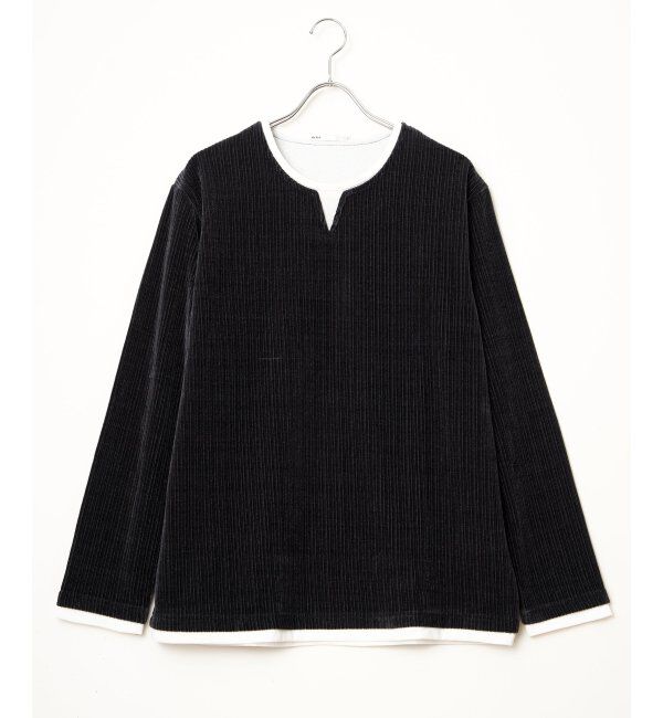 ikka「カットコールキーネックフェイクプルオーバー」|パーカー|