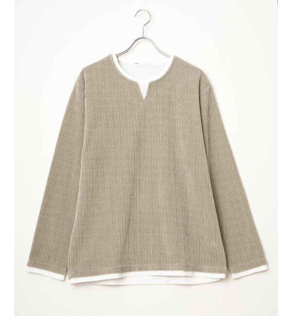 ikka「カットコールキーネックフェイクプルオーバー」|パーカー|