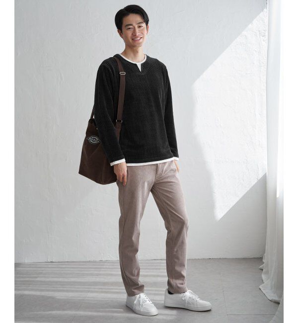 ikka「カットコールキーネックフェイクプルオーバー」|パーカー|