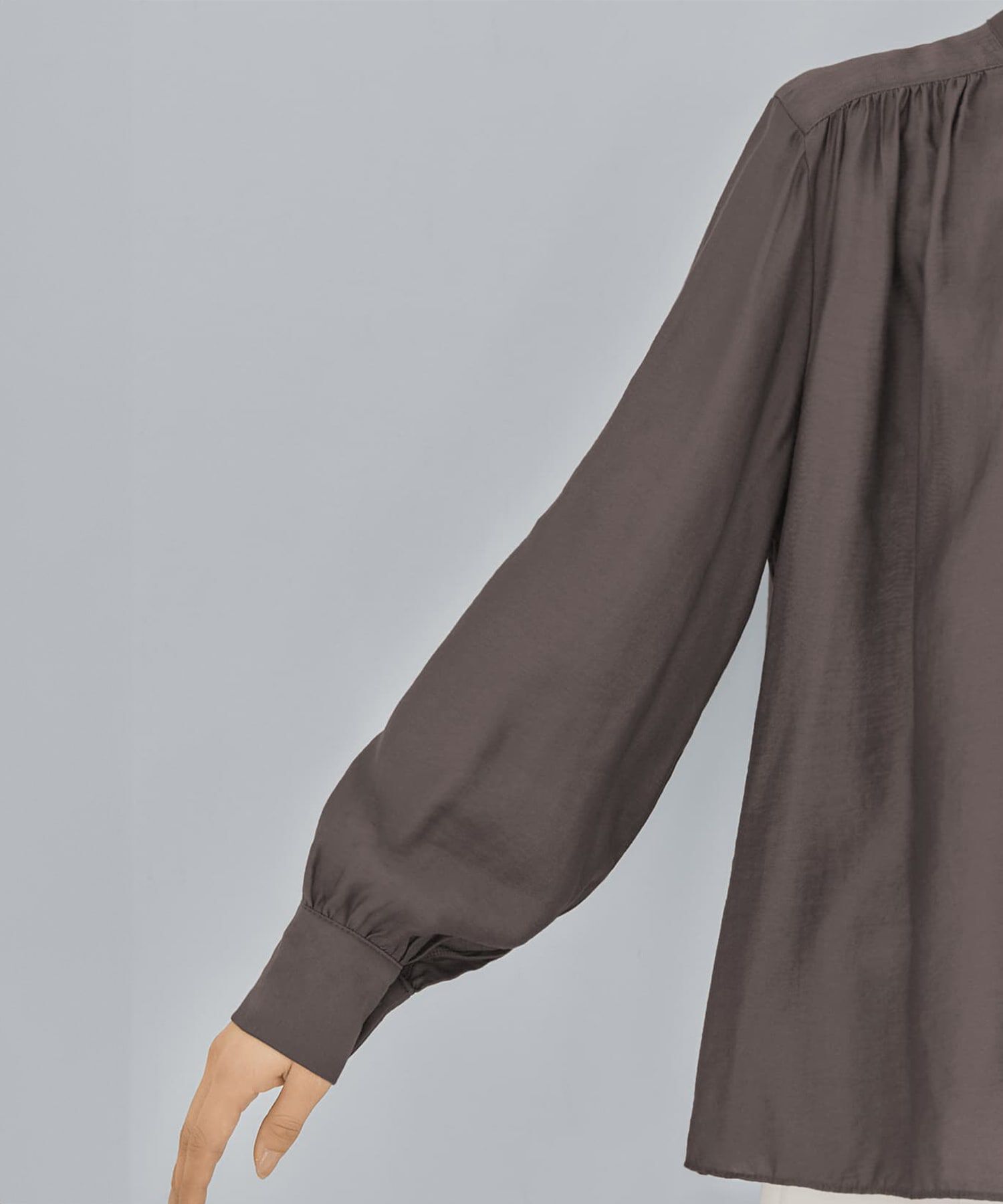 STYLE DELI「微光沢シボ感ギャザーブラウス」|シャツ・ブラウス|