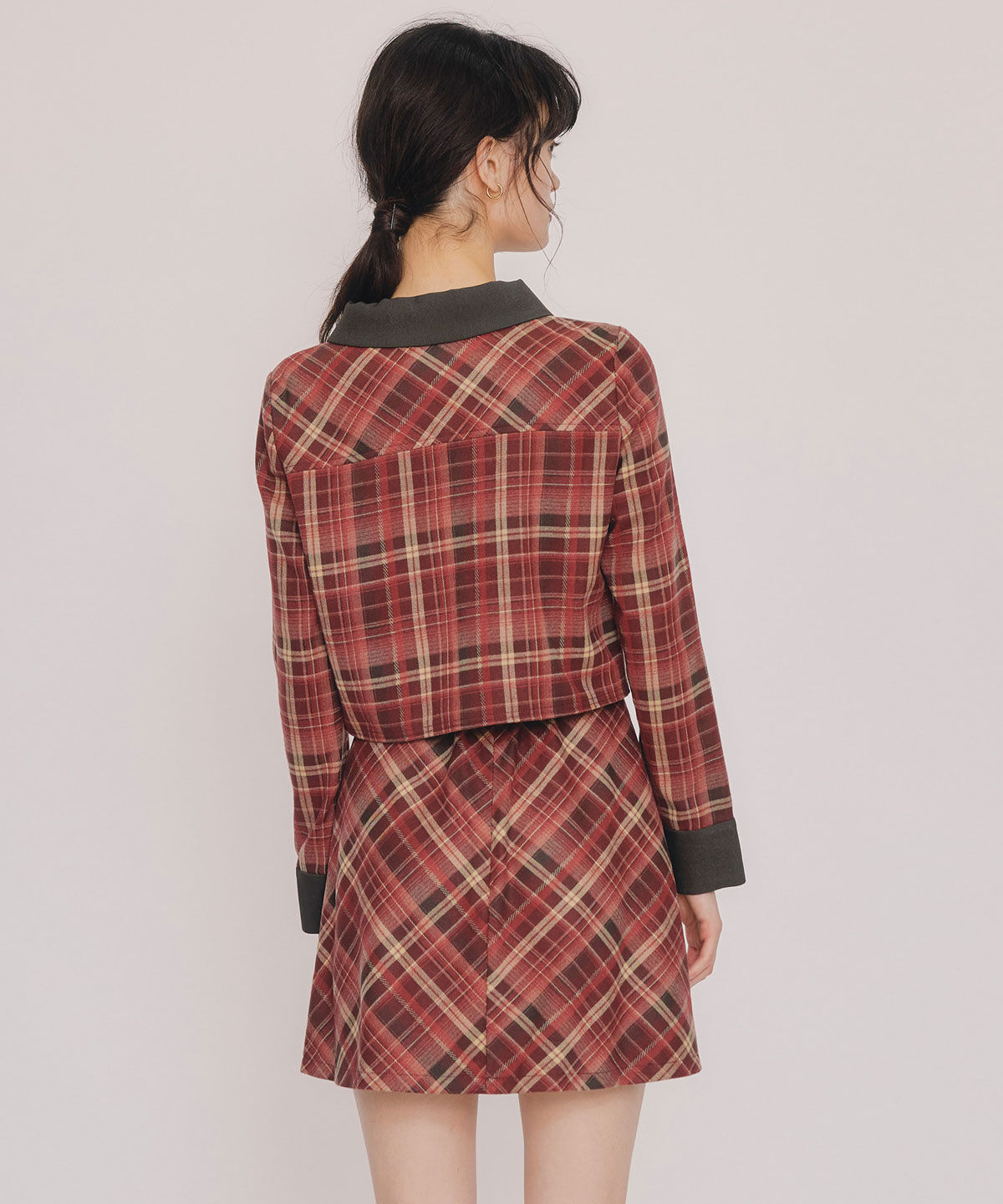 REDYAZEL「バイアスチェックショートブラウス&times;プリーツミニスカートセットアップ」|ワンピース|