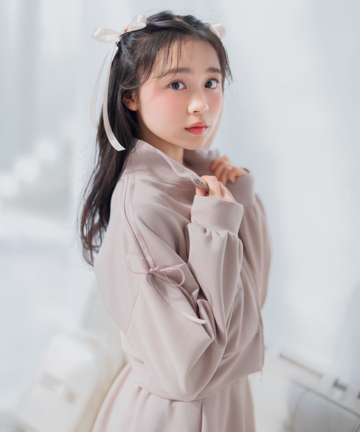 WILLSELECTION「ロゴ刺繍リボントラックジャケット」|パーカー|ピンク