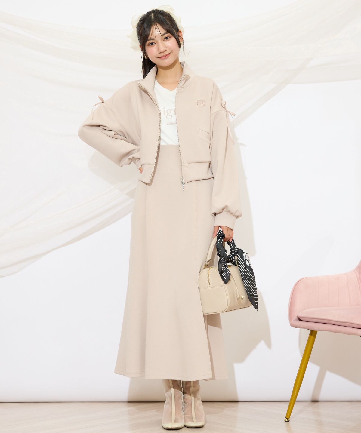 WILLSELECTION「ロゴ刺繍リボントラックジャケット」|パーカー|