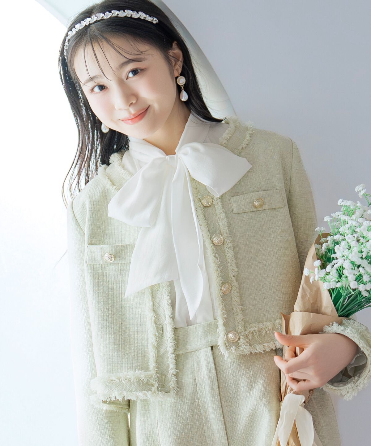 WILLSELECTION「ノーカラーフリンジツイードジャケット」|ノーカラージャケット|