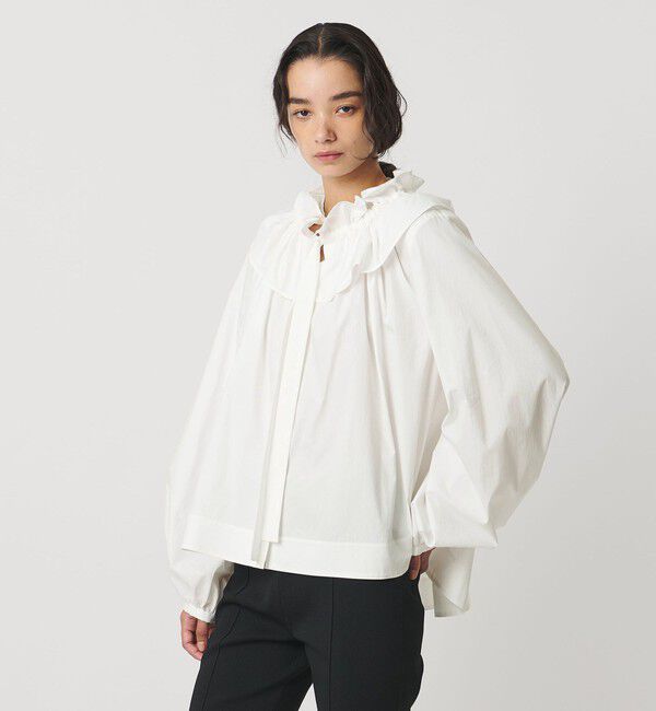 AEWEN MATOPH「＜AEWEN MATOPH＞ギャザーリボンブラウス ‐ ウォッシャブル ‐」|シャツ・ブラウス|WHITE