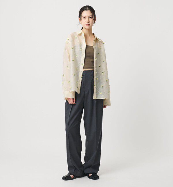 BEAUTY&YOUTH UNITED ARROWS「フラワーモチーフ ジャガード シャツ ウォッシャブル」|シャツ・ブラウス|OFF WHITE