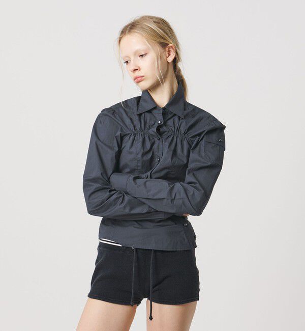 ATTISESSION「＜ATTISESSION＞コットン ギャザー ヨーク シャツ」|シャツ・ブラウス|NAVY