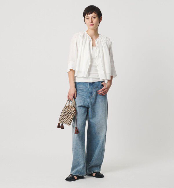 BEAUTY&YOUTH UNITED ARROWS「麻ブレンド フロントリボン ティアード シャツ ウォッシャブル」|シャツ・ブラウス|