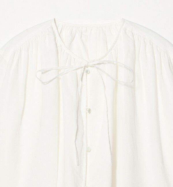 BEAUTY&YOUTH UNITED ARROWS「麻ブレンド フロントリボン ティアード シャツ ウォッシャブル」|シャツ・ブラウス|