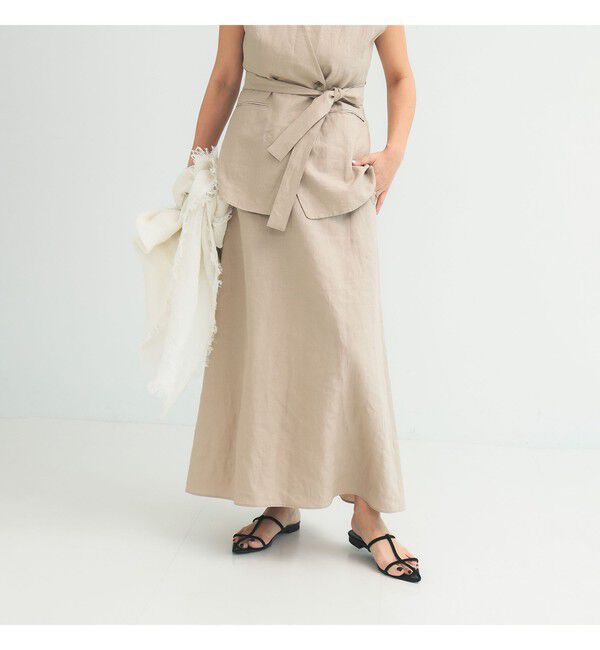 Demi-Luxe BEAMS 「シンプル リネン スカート .M」|スカート|BEIGE