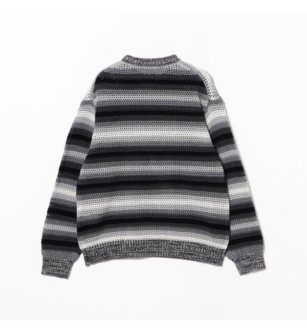 BEAMS「グラデーションボーダー メッシュ クルーネック【ワイドフィット】」|ニット・セーター|