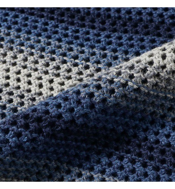 BEAMS「グラデーションボーダー メッシュ クルーネック【ワイドフィット】」|ニット・セーター|