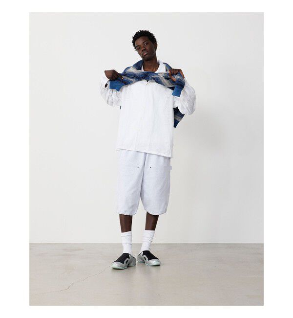 BEAMS「グラデーションボーダー メッシュ クルーネック【ワイドフィット】」|ニット・セーター|