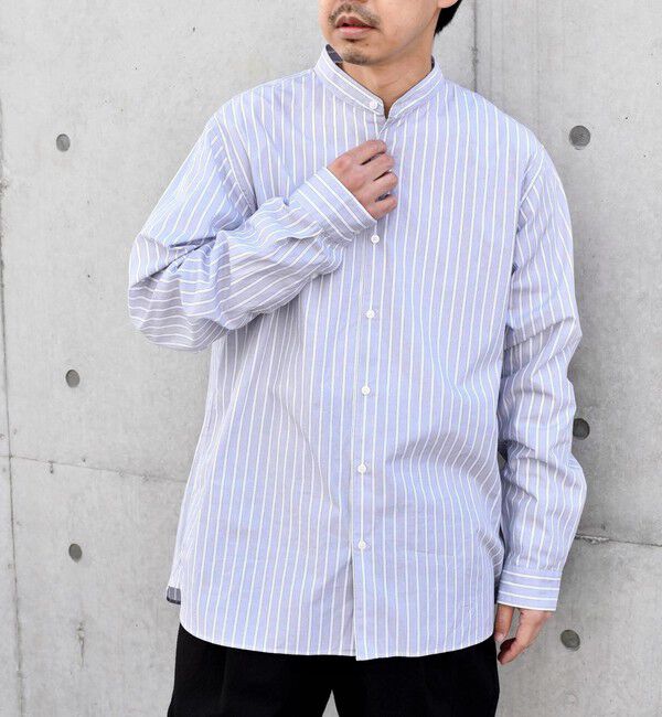 SHIPS any「SHIPS any: ストライプ / ソリッド リラックス バンドカラー シャツ 25AW◇」|シャツ・ブラウス|