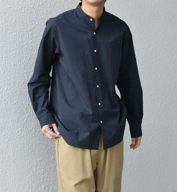 SHIPS any「SHIPS any: ストライプ / ソリッド リラックス バンドカラー シャツ 25AW◇」|シャツ・ブラウス|グレー系