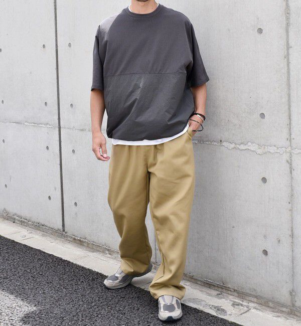 SHIPS any「SHIPS any: コットン / ナイロン コンビ スケアスリーブ スピンドル ワイド Tシャツ◇」|Tシャツ・カットソー|