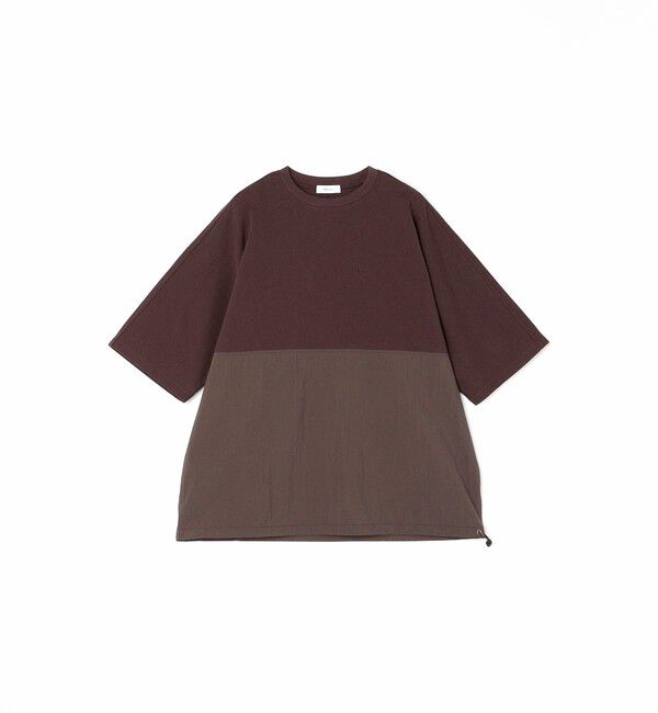 SHIPS any「SHIPS any: コットン / ナイロン コンビ スケアスリーブ スピンドル ワイド Tシャツ◇」|Tシャツ・カットソー|