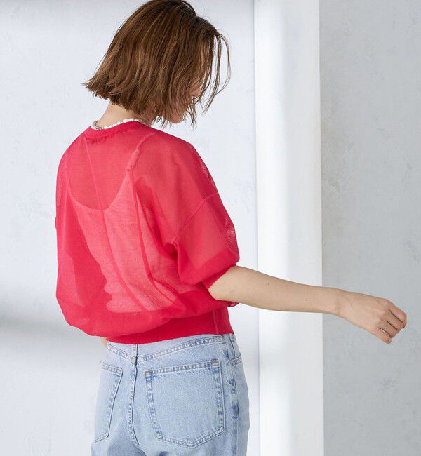 SHIPS for women「〈手洗い可能〉シアー ラメ 半袖 サマー ニット」|ニット・セーター|