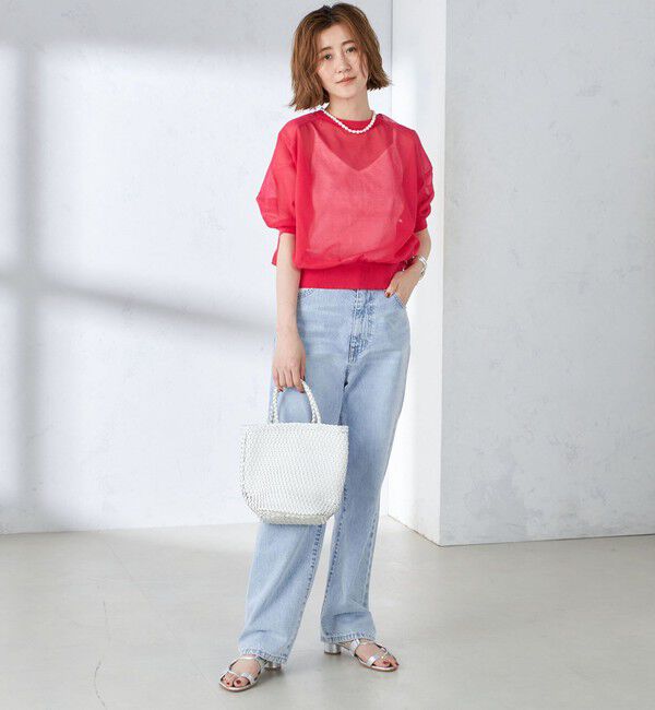 SHIPS for women「〈手洗い可能〉シアー ラメ 半袖 サマー ニット」|ニット・セーター|