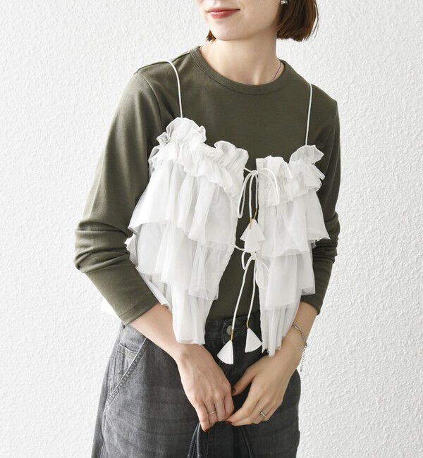 SHIPS any「SHIPS any:〈手洗い可能〉チュール ティアード 2WAY キャミソール」|キャミソール|