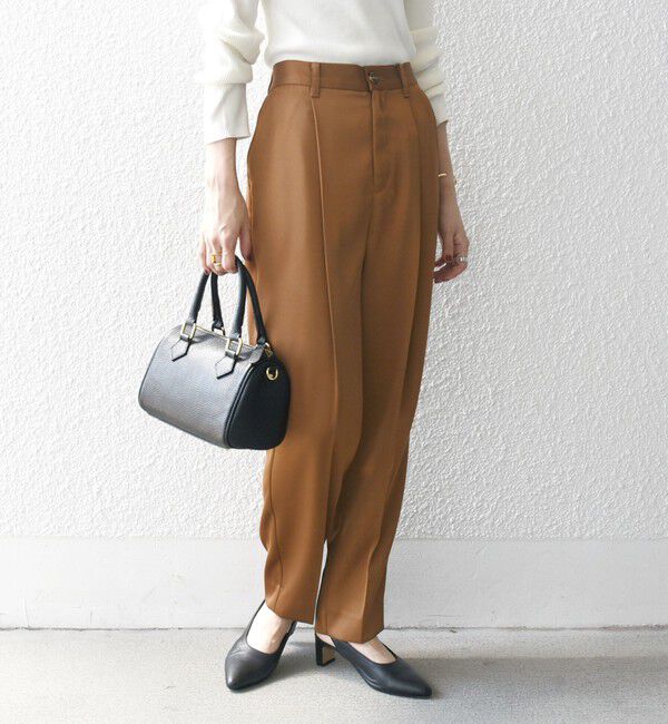 SHIPS any「SHIPS any:〈手洗い可能〉サテン リラックス タック テーパード パンツ」|その他|