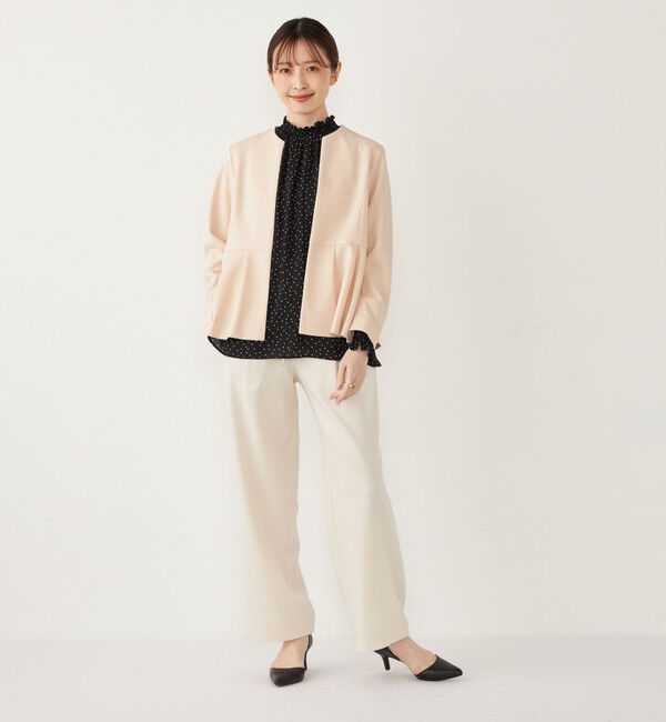 SHIPS Colors 「SHIPS Colors:ストレッチ ジョーゼット ペプラム ジャケット（セットアップ対応可能）◇」|ノーカラージャケット|