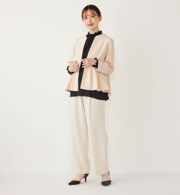 SHIPS Colors 「SHIPS Colors:ストレッチ ジョーゼット ペプラム ジャケット（セットアップ対応可能）◇」|ノーカラージャケット|