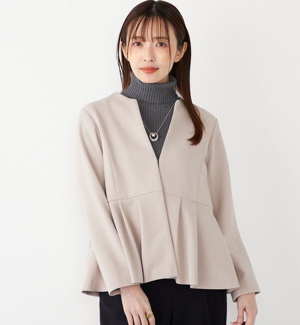 SHIPS Colors 「SHIPS Colors:ストレッチ ジョーゼット ペプラム ジャケット（セットアップ対応可能）◇」|ノーカラージャケット|