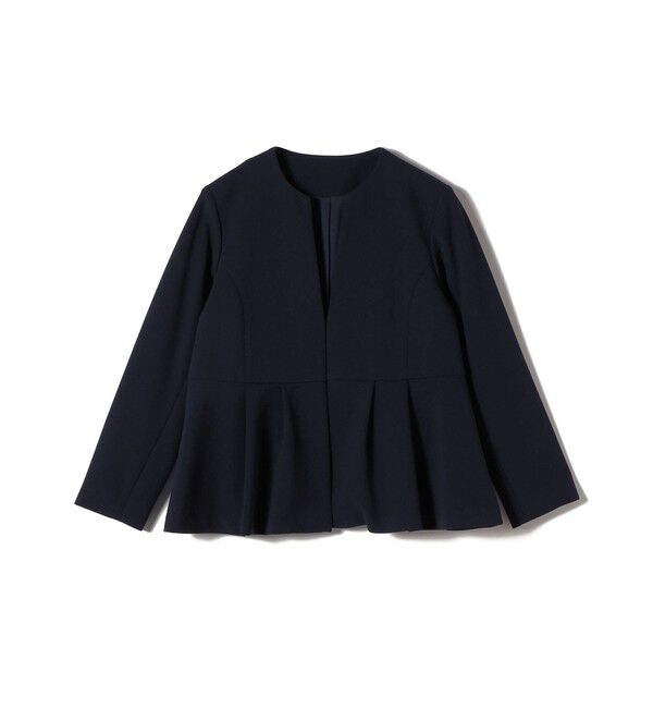 SHIPS Colors 「SHIPS Colors:ストレッチ ジョーゼット ペプラム ジャケット（セットアップ対応可能）◇」|ノーカラージャケット|